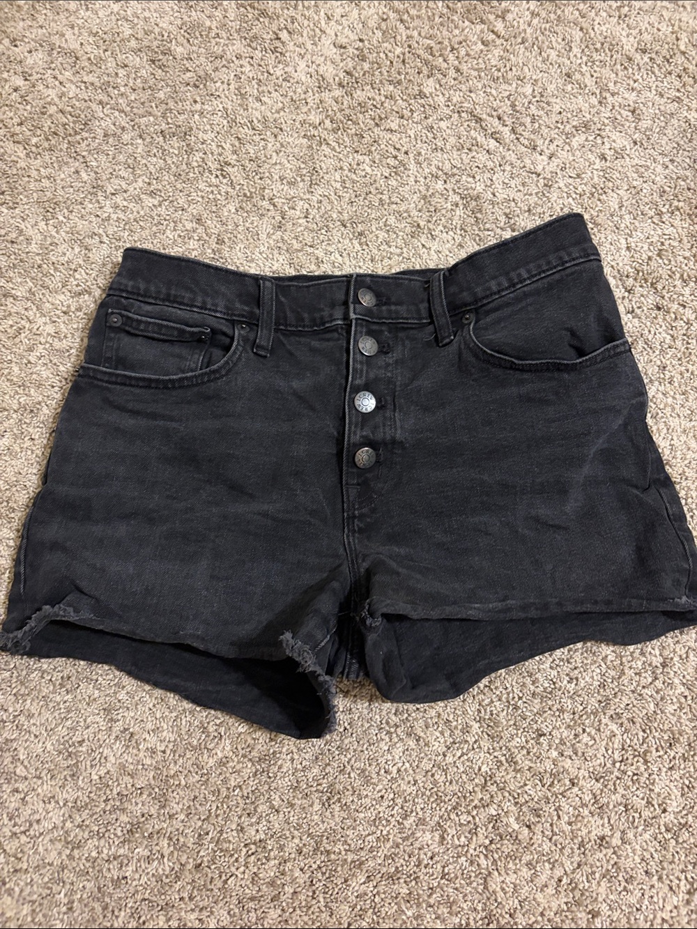 J. crew Black High-Waist Button-Front Women’s Denim Shorts